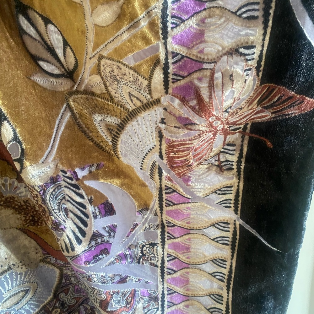 Chicos Burn-out‎ Velvet Kimono O/S Abstract Floral Colorful Boho Art To Wear - Picture 6 of 12